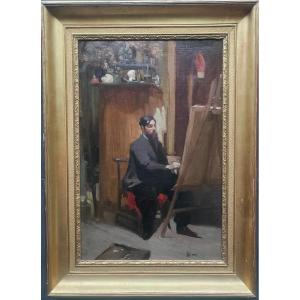 Louis Henri Deluermoz (Paris 1876-1943) autoportrait dans l'atelier 