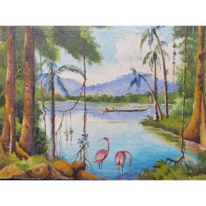 Bagnard Louis Grilly The Red Ibis On The Maroni French Guiana