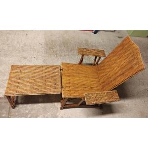 Transat chilienne en rotin en bel état 1920 art deco