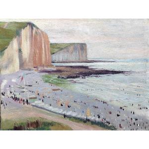 Fécamp: André Duteurtre's "les Petites Dalles"—a Beach Scene, Large Painting