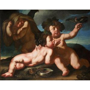 Bacchus As A Child And Two Putti In A Landscape
