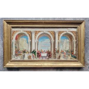 Le repas chez Levi grand tableau 19 ème d'après Véronèse 