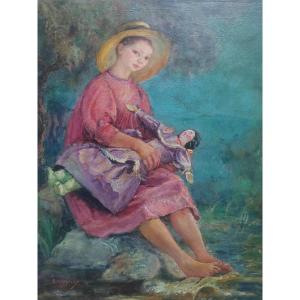 Young Girl With A Doll By émile Wery
