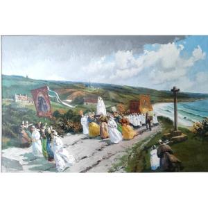 "pardon At Penhors, 1928" By Lucien Marie Le Gardien—a Very Large Painting
