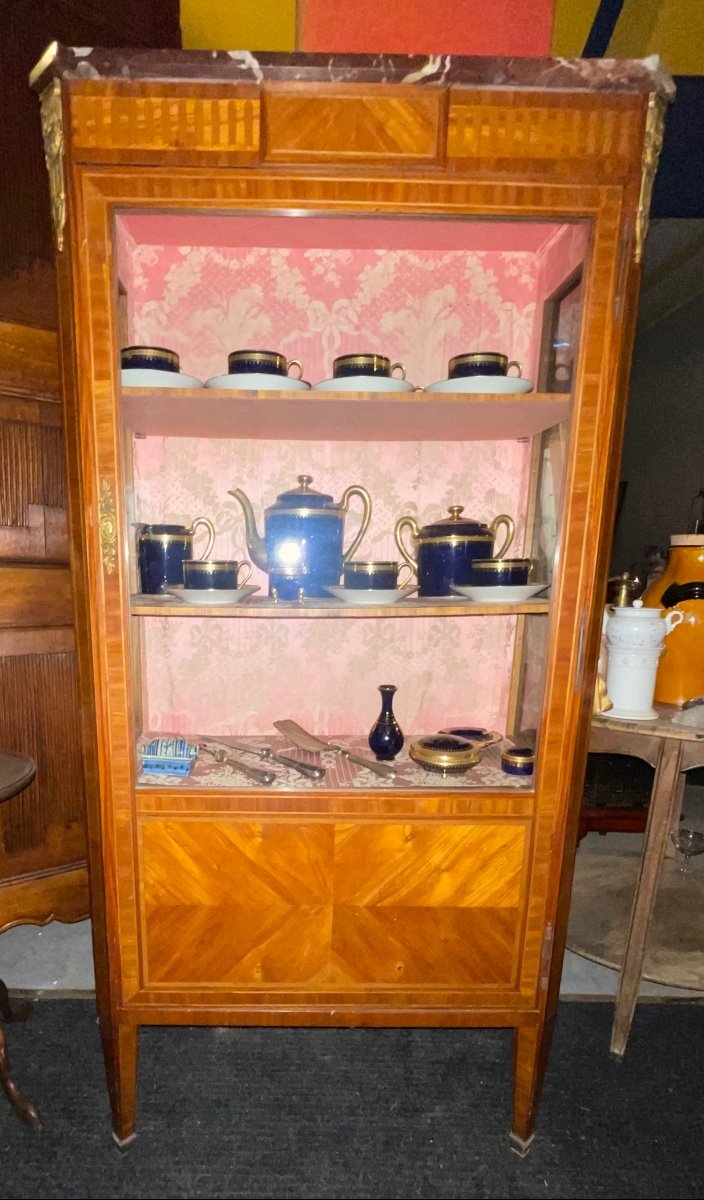 Vitrine Argentier En Marqueterie Directoire-photo-2