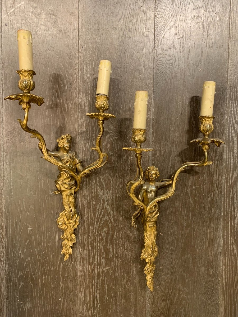 Pair Of Bronze Sconces Maison Charles.-photo-5