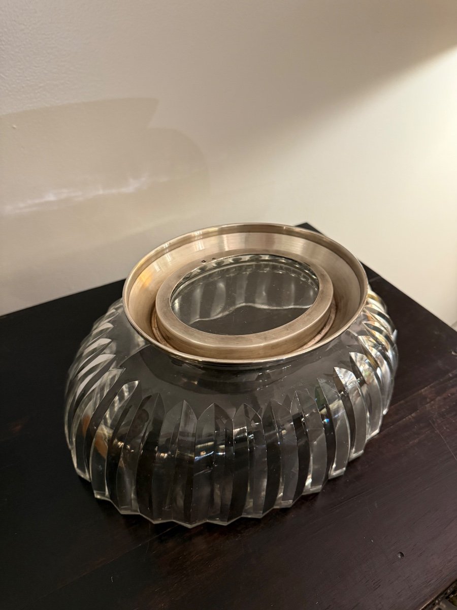 Coupe En Cristal Et Argent Christofle 19ème .-photo-3