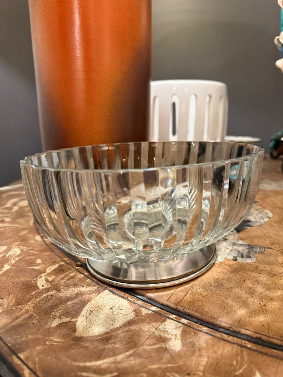 Coupe En Cristal Et Argent Christofle 19ème .-photo-4