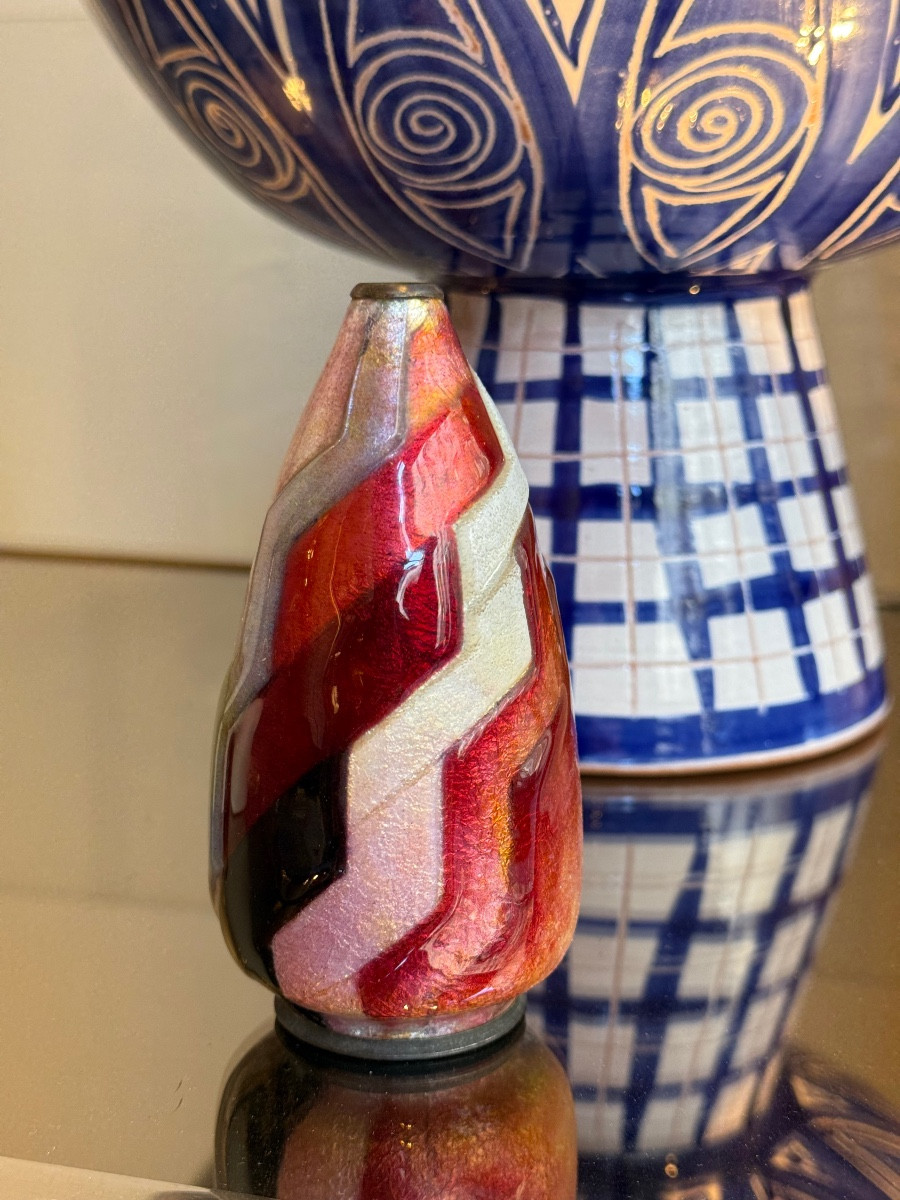 Vase Art Déco En émaux Signé Camille Fauré.