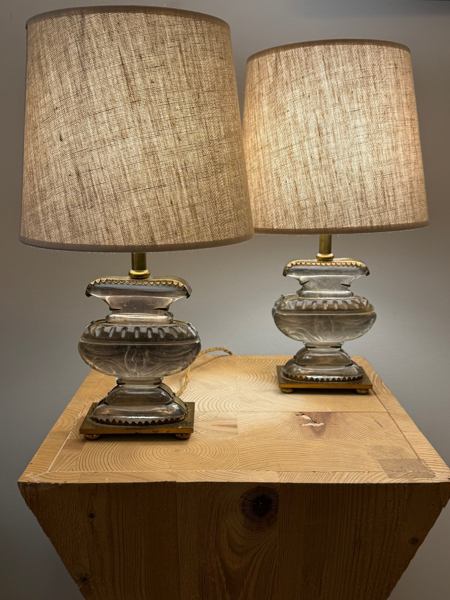 Paire de lampes cristal maison Baguès.