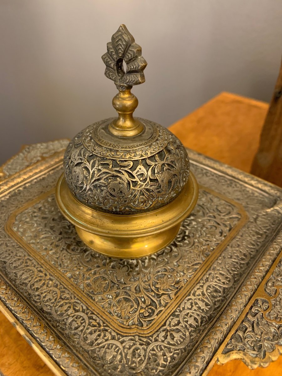 Inkwell Bronze Oriental Inspiration Late XIX-photo-1
