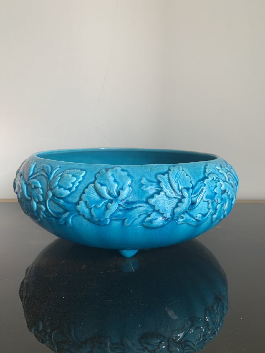 Rare Coupe bleue turquoise en Gien