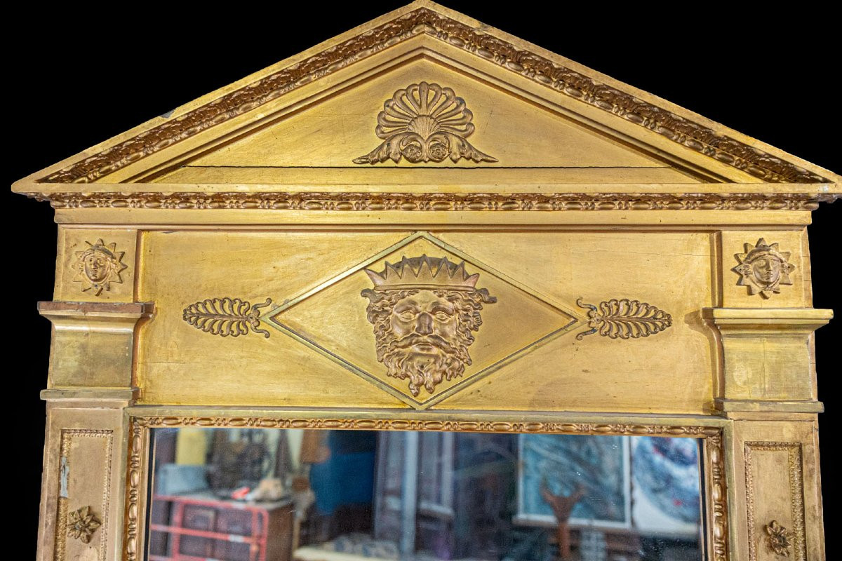 Pair Of Large Gilded Wood Mirrors-photo-1