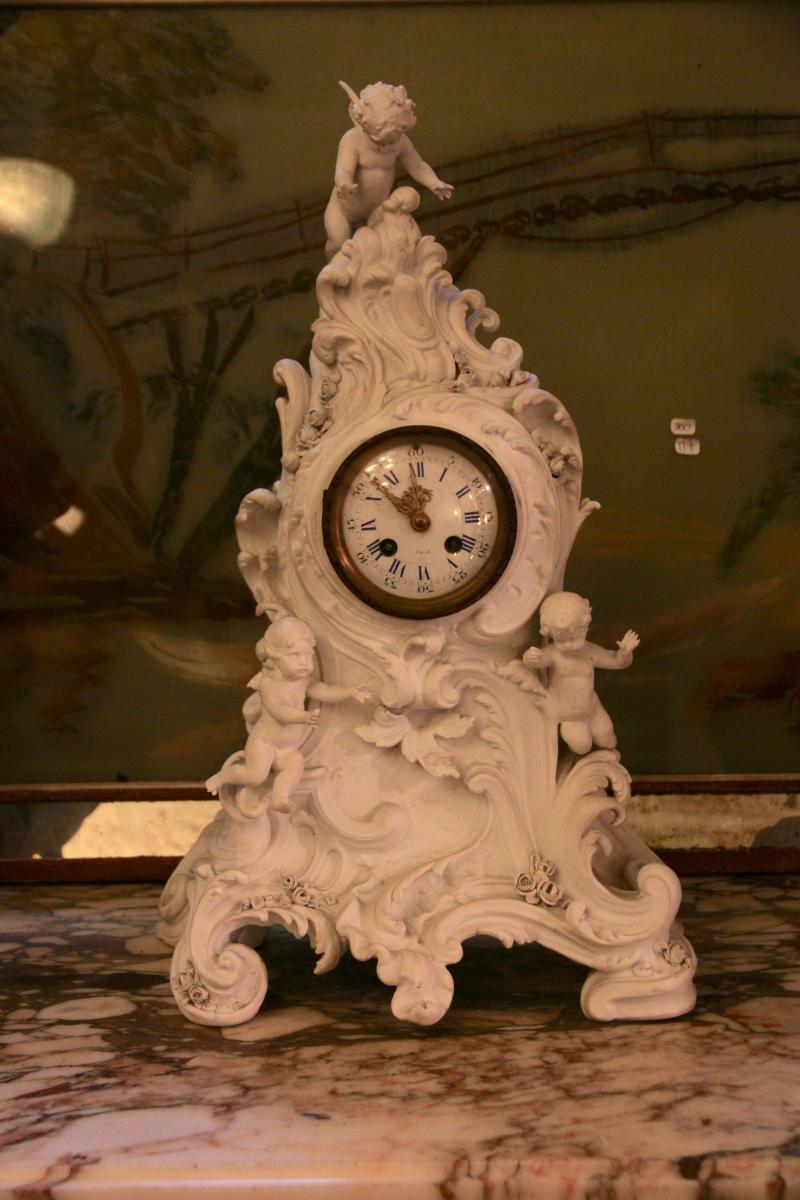 Fireplace Clock In Biscuit, 1900