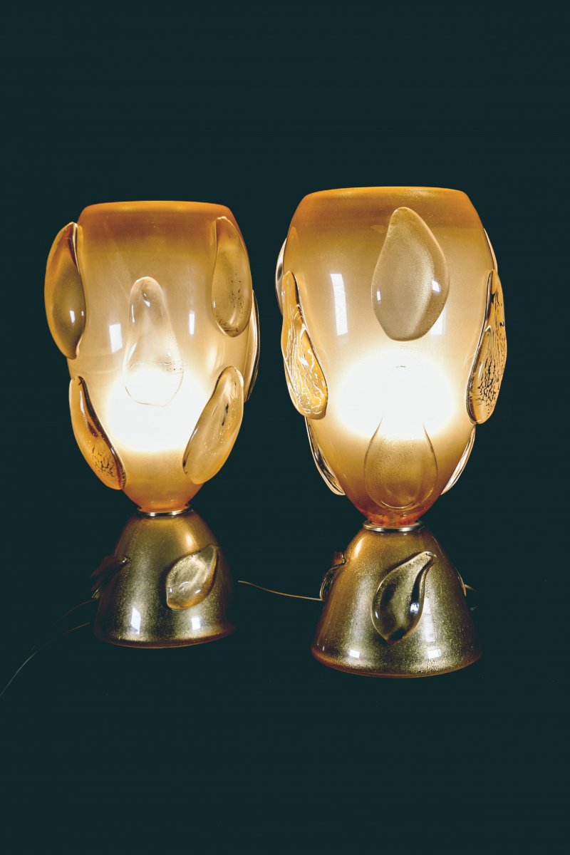 Paire De Lampes En Verre Murano, XXe Siècle