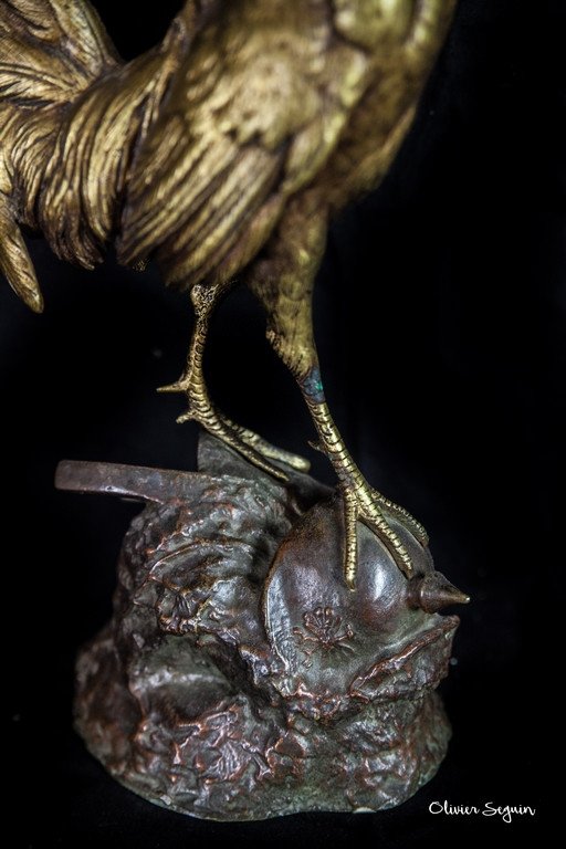 Rooster In Gilt Bronze-photo-3