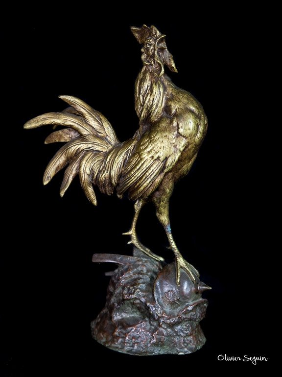 Rooster In Gilt Bronze