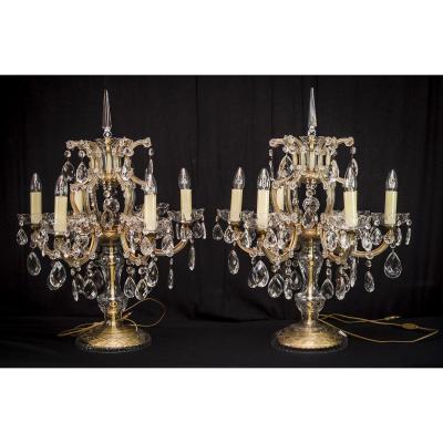 Pair Of Crystal Girandole