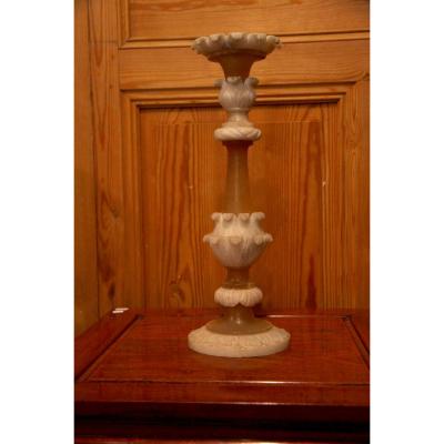 Candelabrum In Alabaster And Carnelian, Late Nineteenth / Early Twentieth