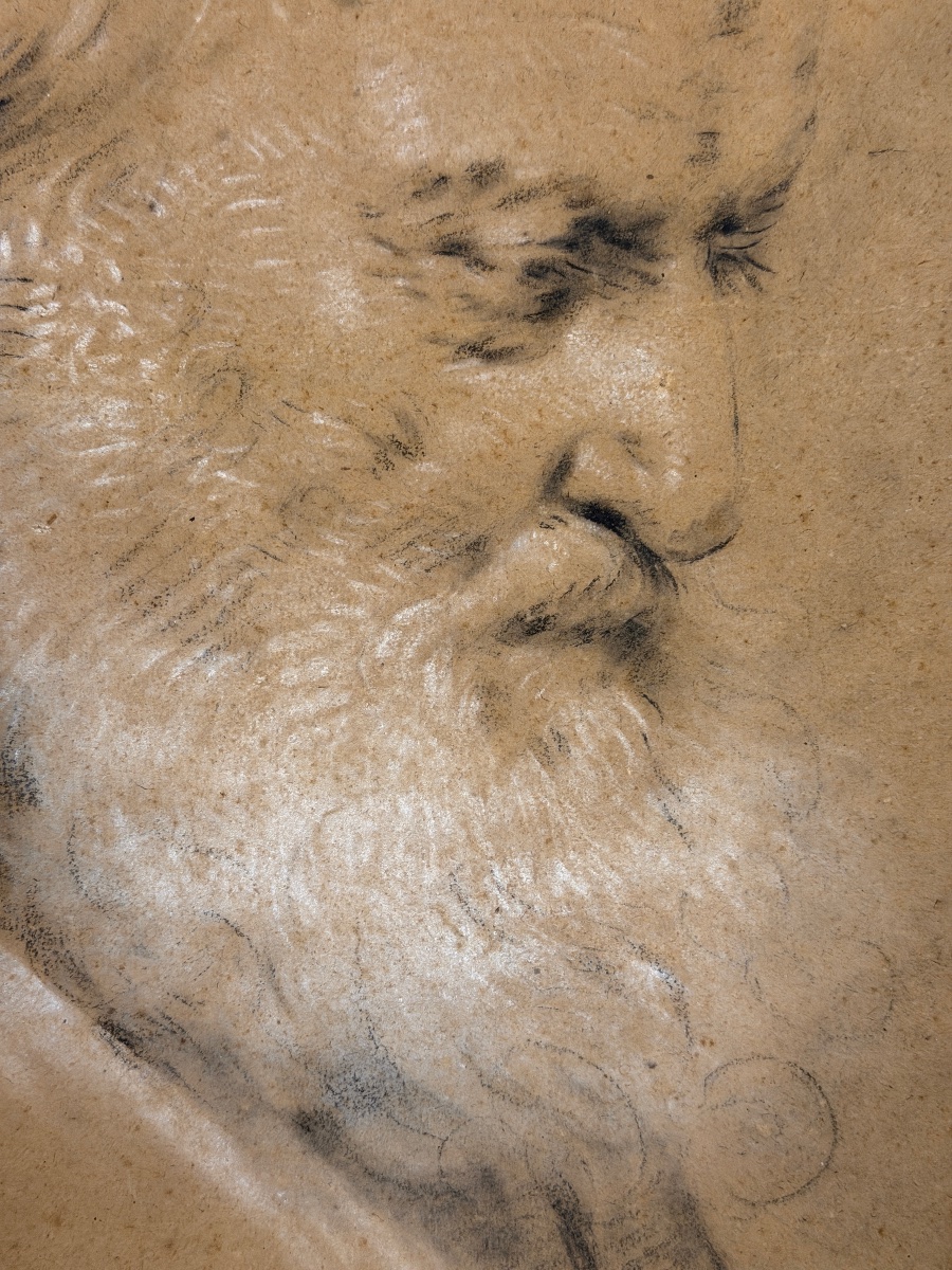 French Neoclassical Painter, Head Study Of An Old Man-photo-3