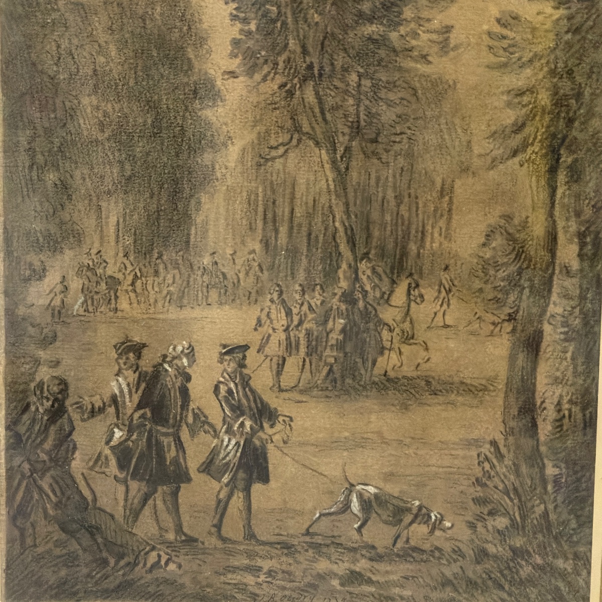  Attribuited To Jean-baptiste Oudry - Louis XV Holding A Bloodhound On A Leash-photo-4