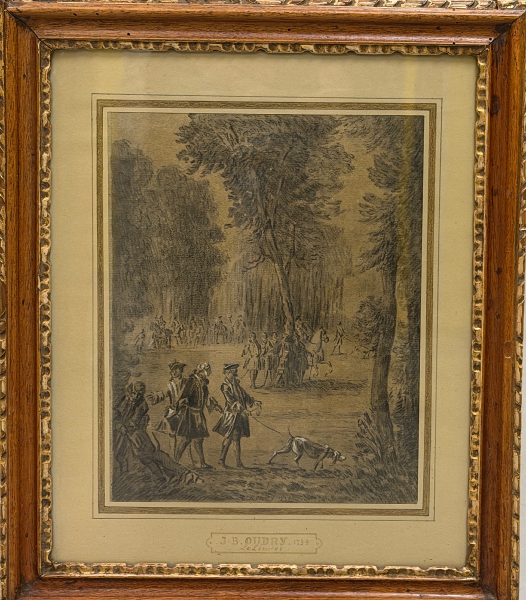  Attribuited To Jean-baptiste Oudry - Louis XV Holding A Bloodhound On A Leash