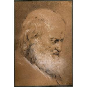 French Neoclassical Painter, Head Study Of An Old Man