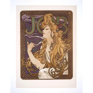 Affiche Art Nouveau Originale, Mucha, Job, Papier Cigarette, Femme, Beauté, Robe, Doré, 1896