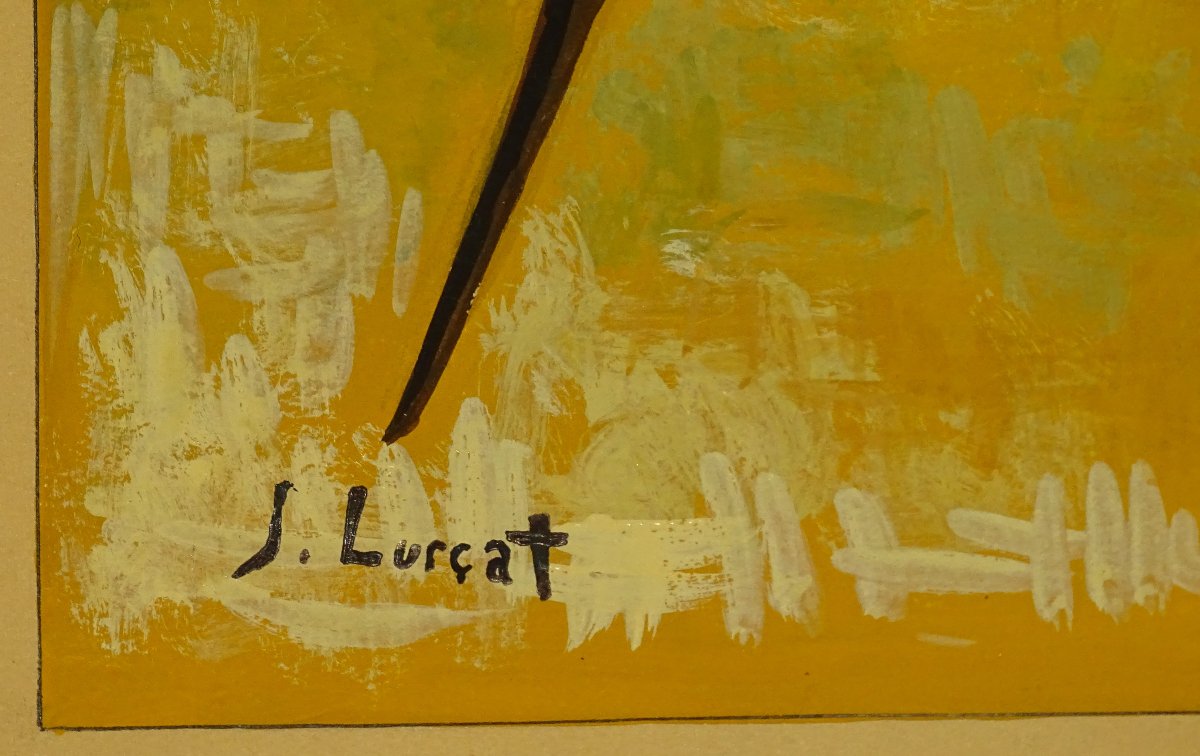 Jean Lurçat (1892-1966) Gouache On Paper Or Cardboard Signed With Horse Decor-photo-4