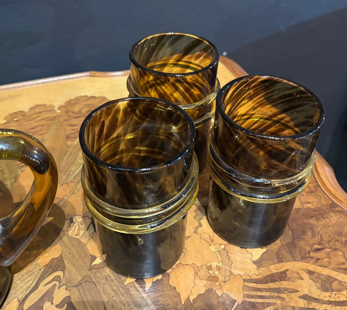 Christian Dior Orangeade Set In Blown Glass From Empoli In Tortoiseshell Style-photo-3