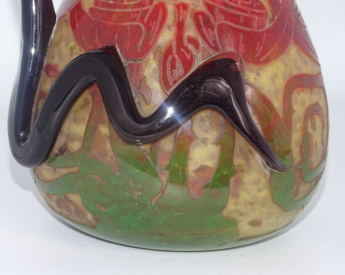 Vase Pichet Modèle Spirale d'époque Art Déco De Chez Schneider - Le Verre Français, Vers 1923-photo-3
