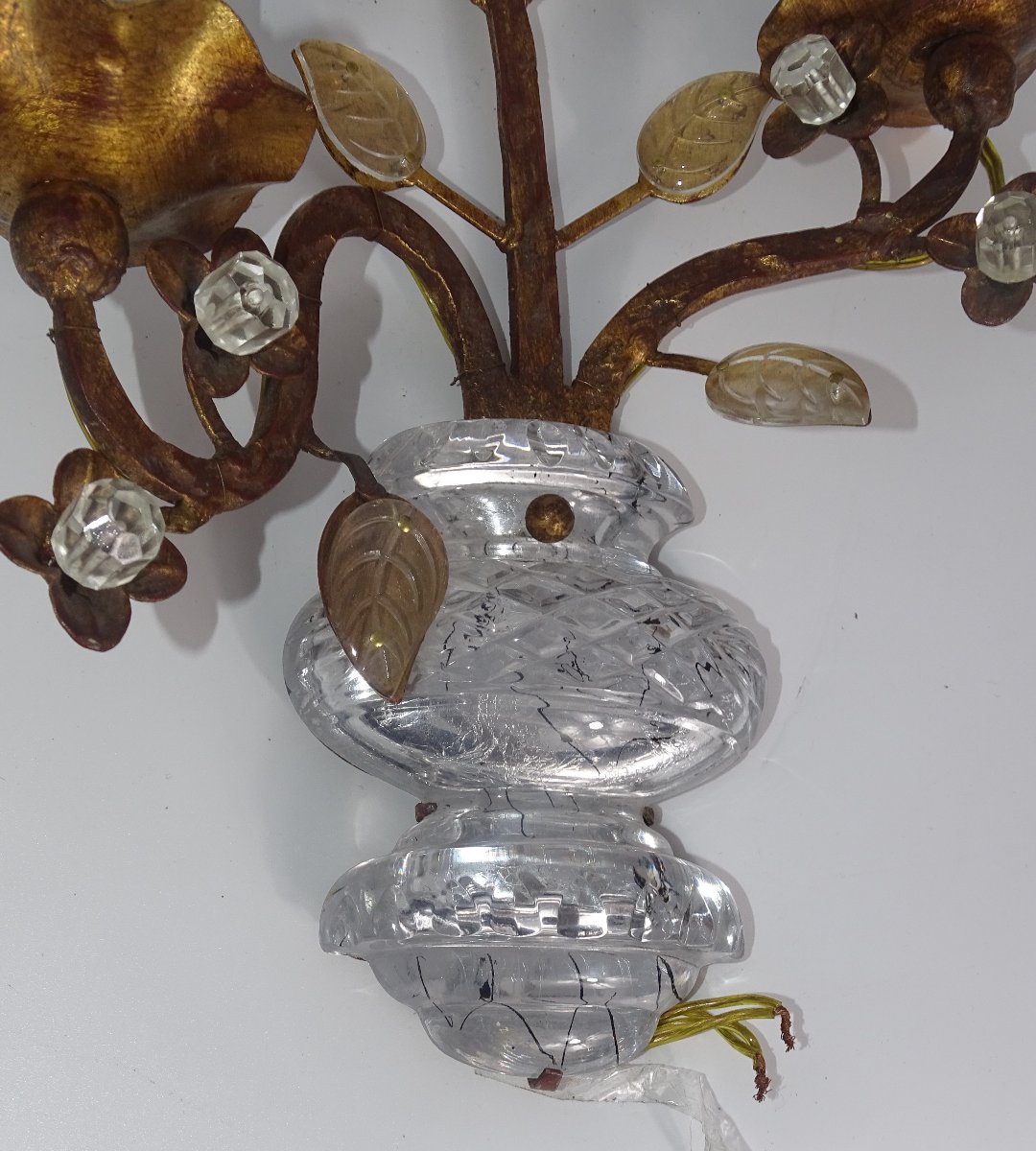 Maison Baguès, Applique En Métal Doré Et Verre Poli -photo-2