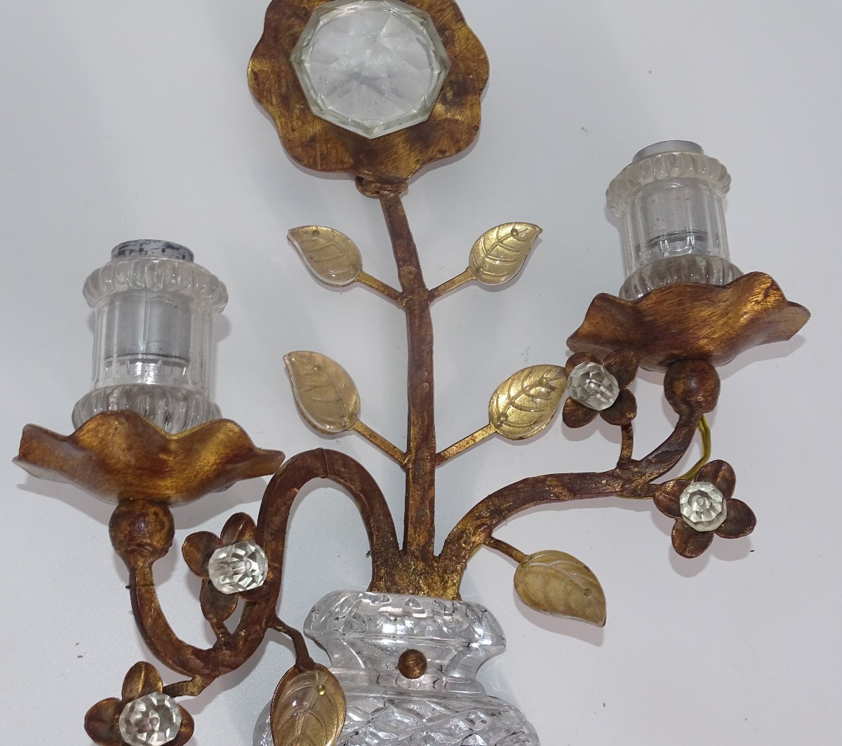 Maison Baguès, Applique En Métal Doré Et Verre Poli -photo-3