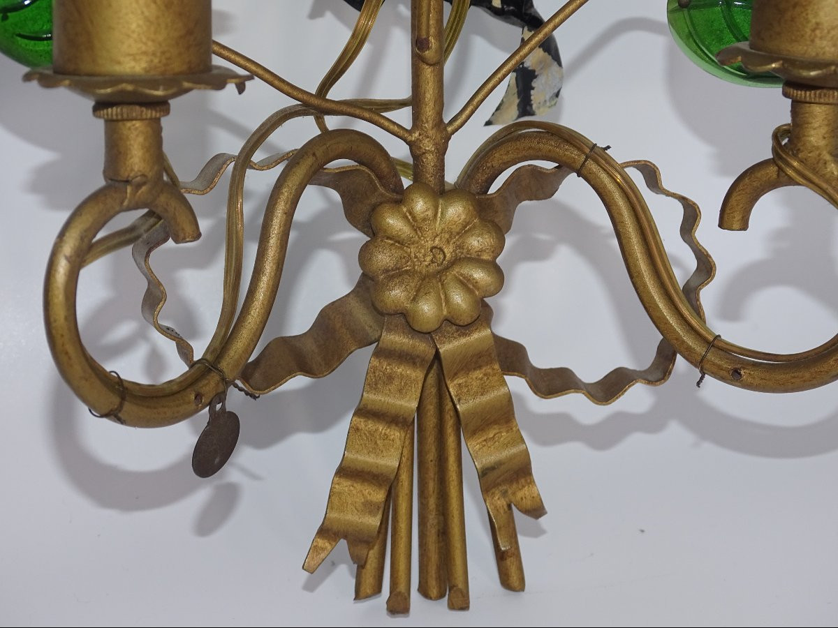 Maison Baguès, Pair Of Wall Lights In Gold Metal And Polished Glass-photo-3
