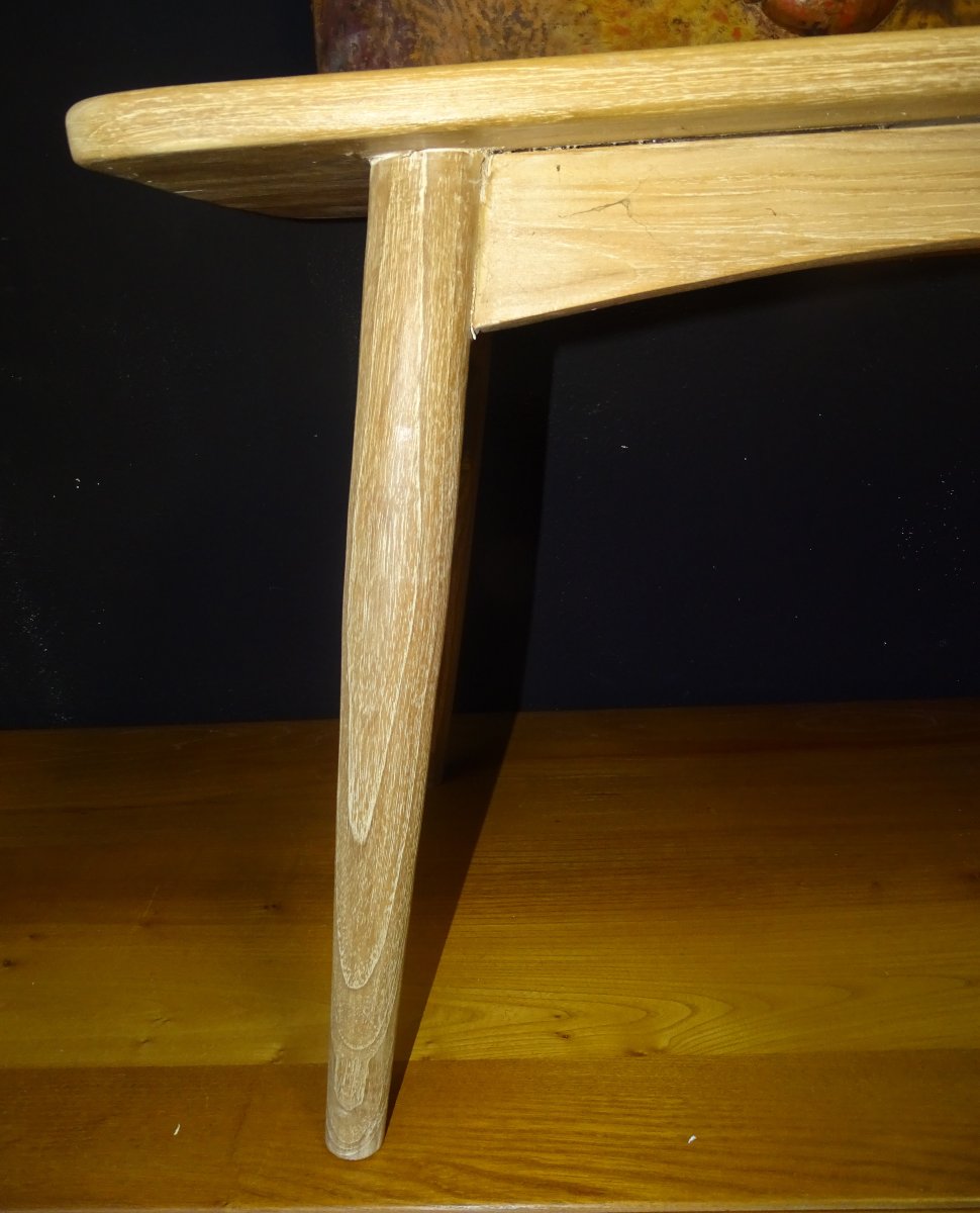 Scandinavian Coffee Table Or Bench In Whitewashed Teak-photo-3