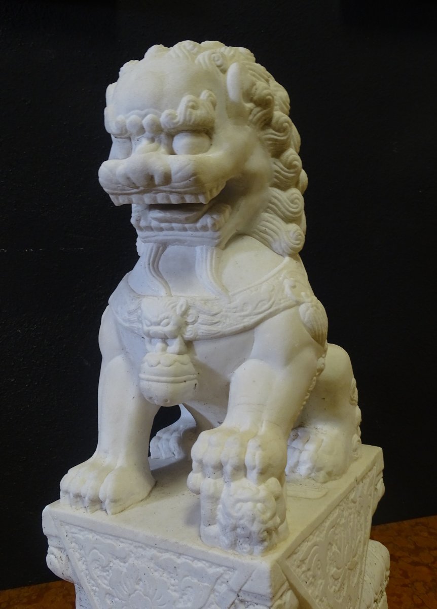 Antique 19th Century Marble Fo Dog-photo-3