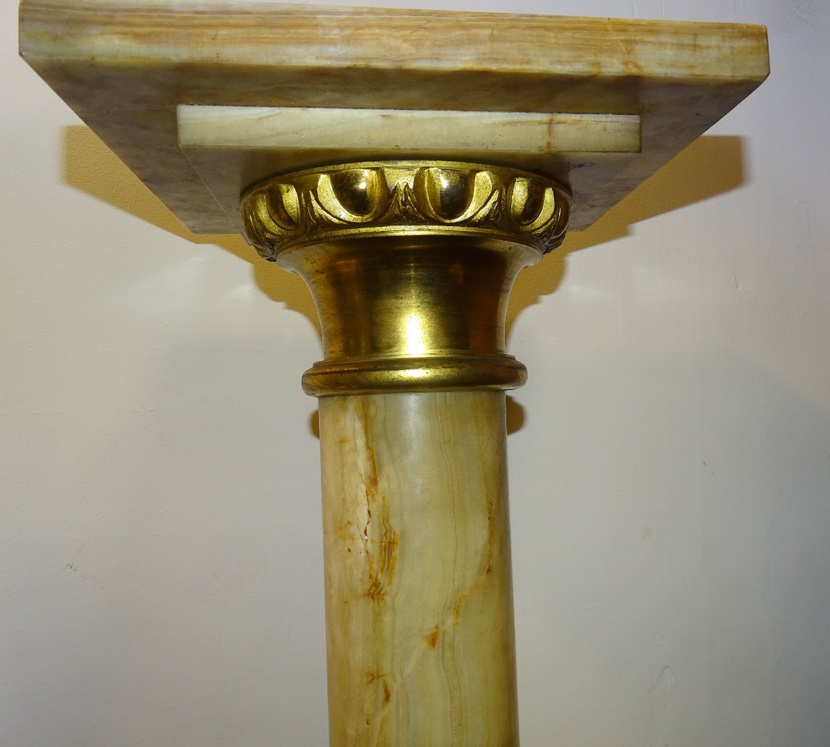 Colonne En Bronze Et Marbre A Plateau Tournant d'époque XIXème-photo-2