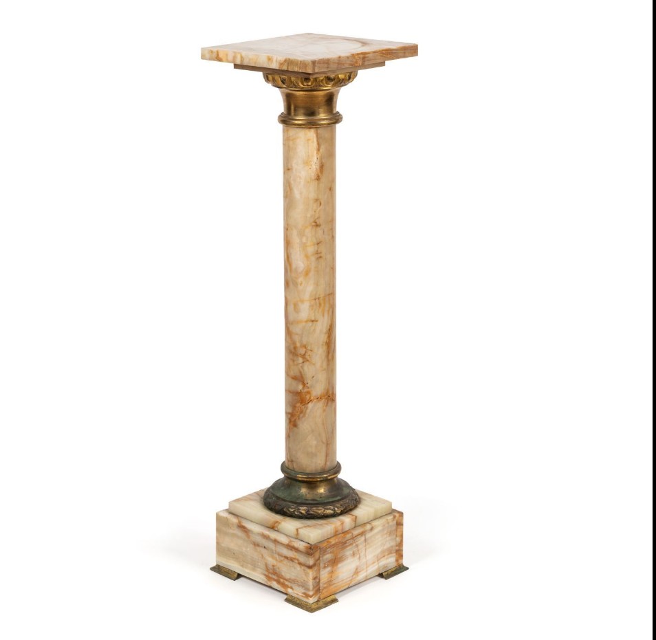 Colonne En Bronze Et Marbre A Plateau Tournant d'époque XIXème