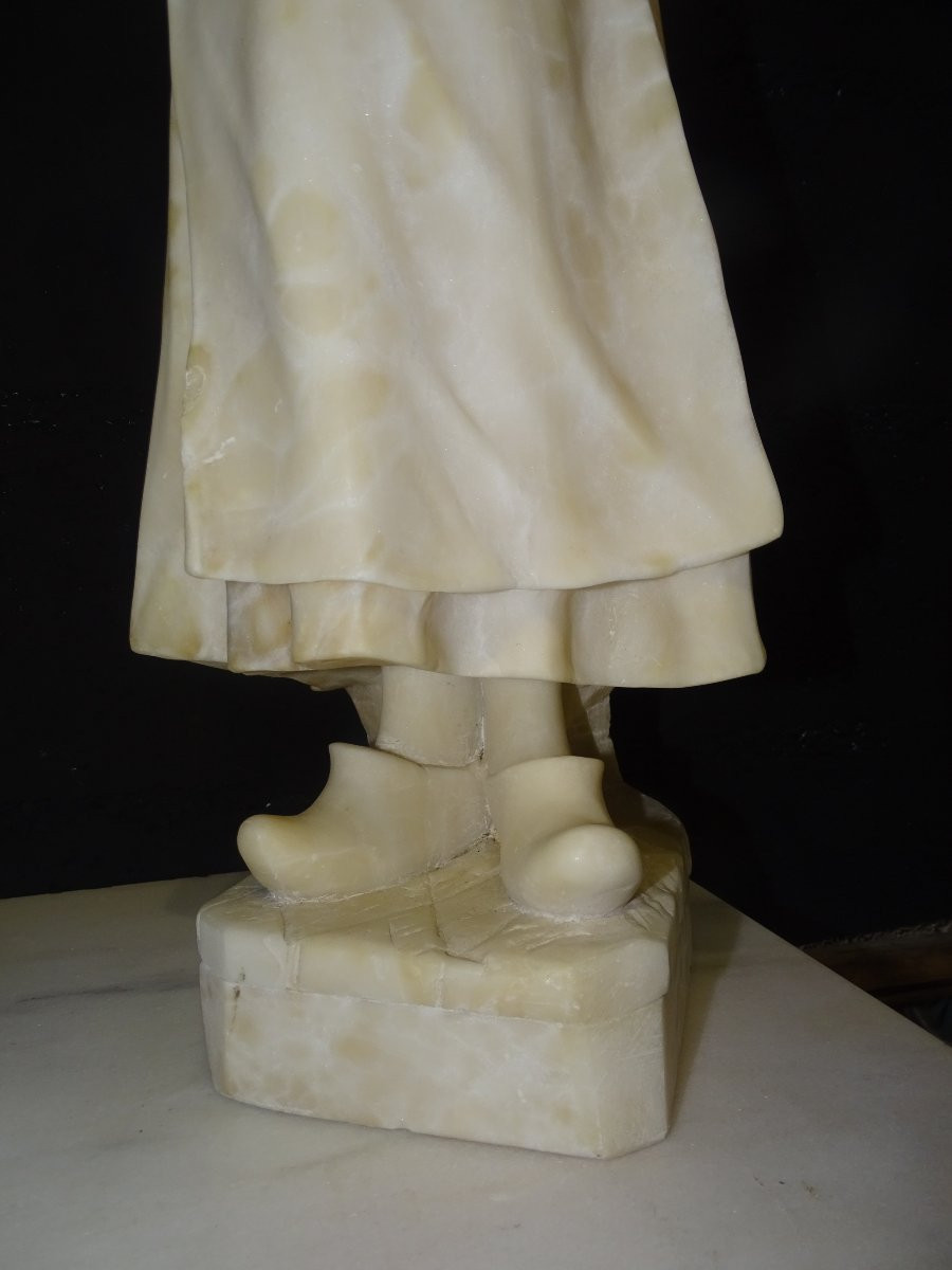 Young Girl With Orange In Marble, 19th Century-photo-3