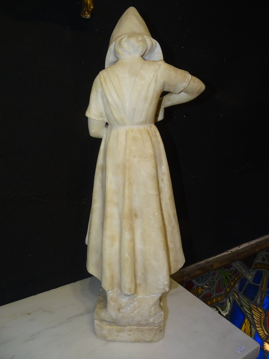 Young Girl With Orange In Marble, 19th Century-photo-3