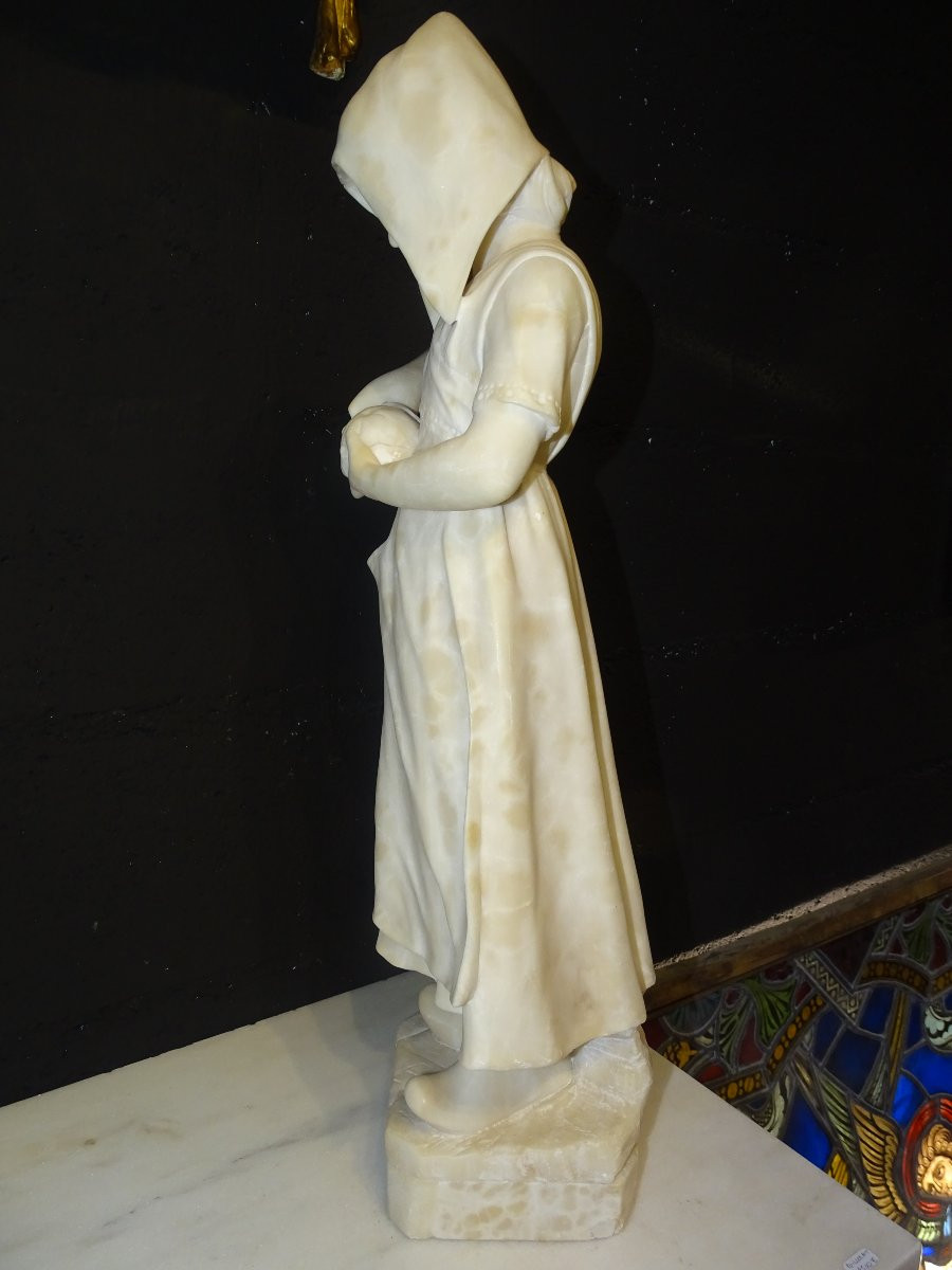 Young Girl With Orange In Marble, 19th Century-photo-4