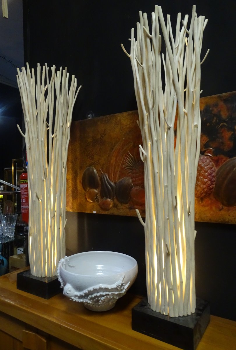 Lampadaire en bois flotté, design pour salon, 150 cm -photo-3