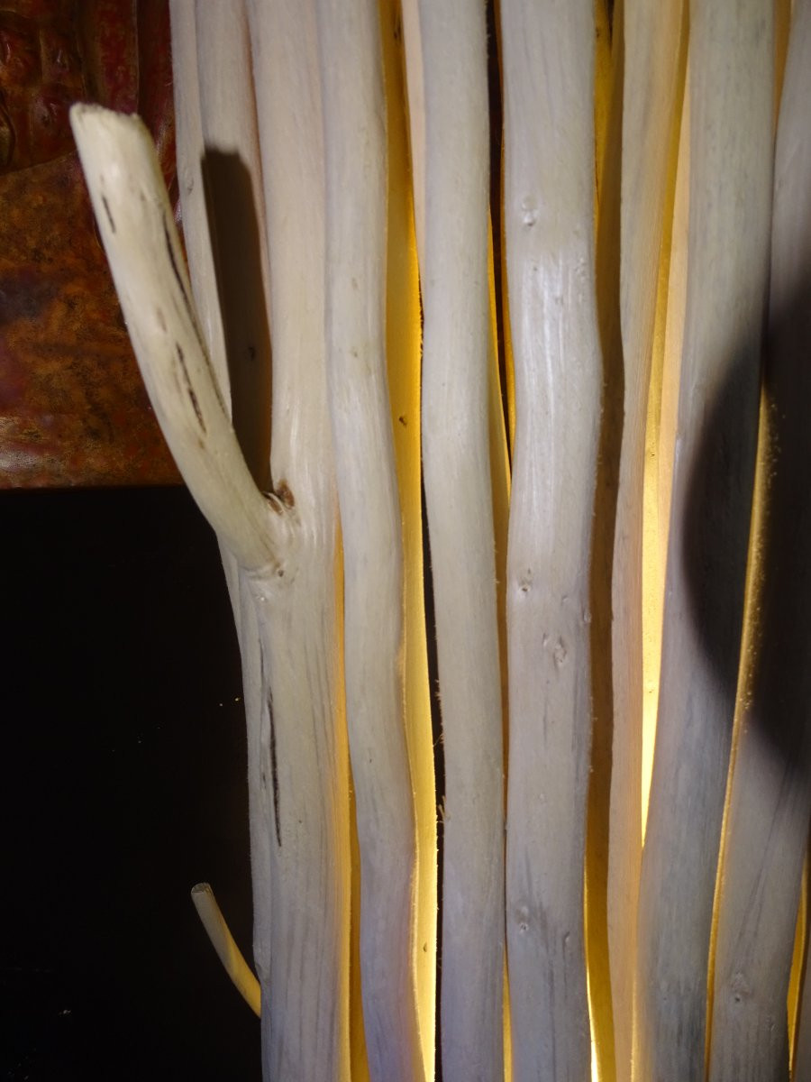 Lampadaire en bois flotté, design pour salon, 150 cm -photo-4