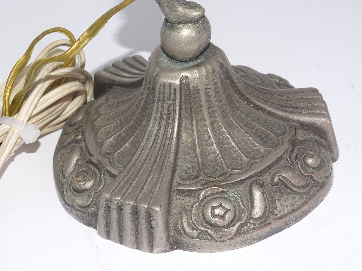 pied de lampe en bronze représentant une femme nue d'époque art déco-photo-4