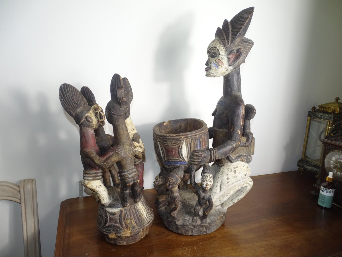 Large Cup-bearing Statue, Yoruba, Benin, Nigeria, Doctor Redor Collection-photo-1