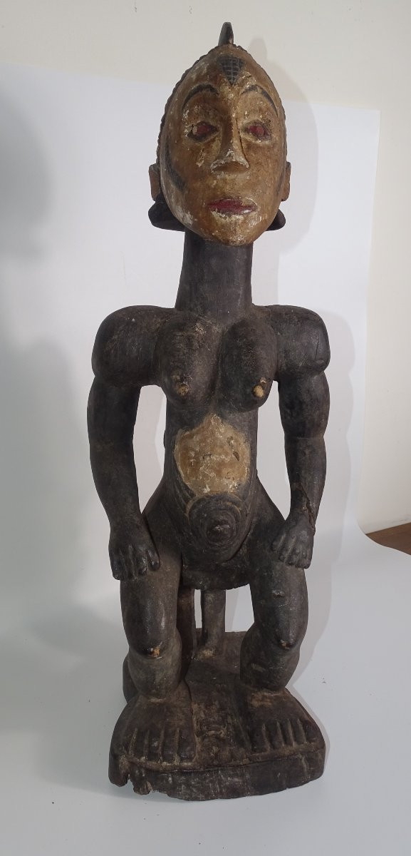 Large Baoulé Statue, Polychrome Wood, Collection Of Doctor Redor.-photo-2