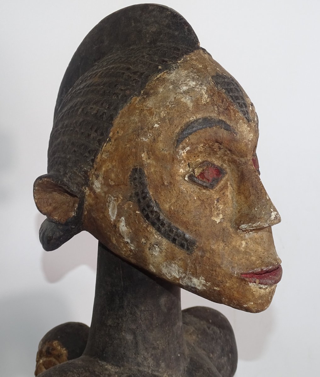 Large Baoulé Statue, Polychrome Wood, Collection Of Doctor Redor.-photo-2