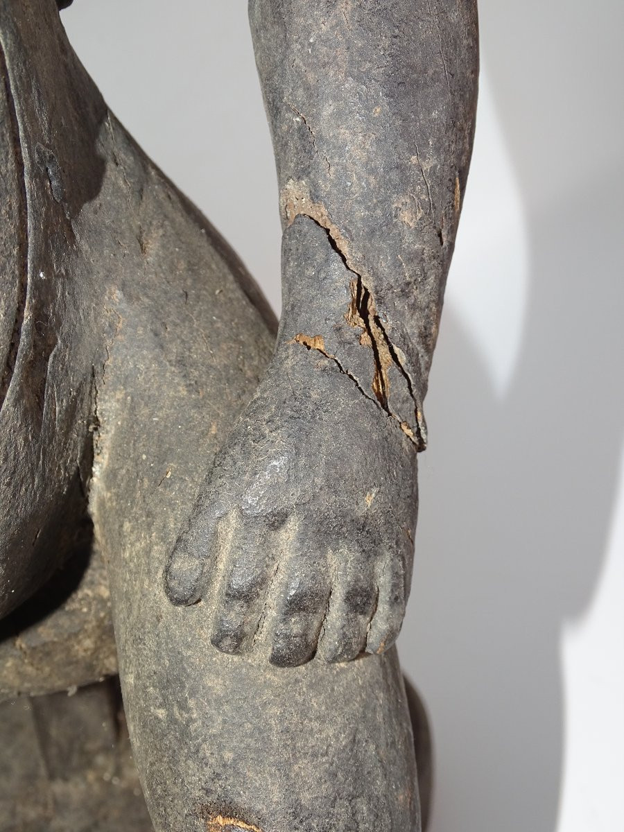 Large Baoulé Statue, Polychrome Wood, Collection Of Doctor Redor.-photo-5