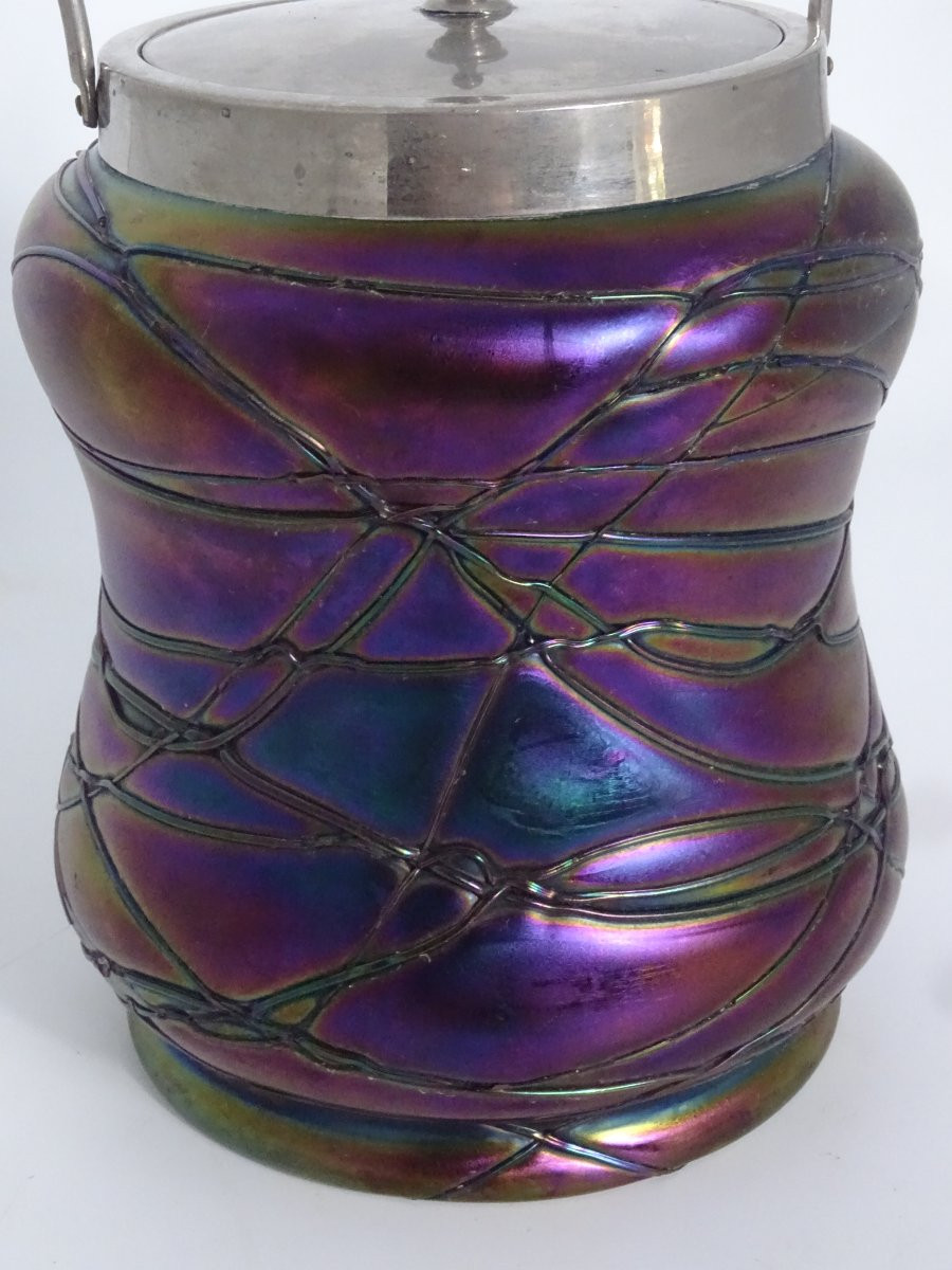 Art Nouveau Biscuit Jar, Wilhelm Kralik Or Johann Loetz, Collection Of An Amateur-photo-2