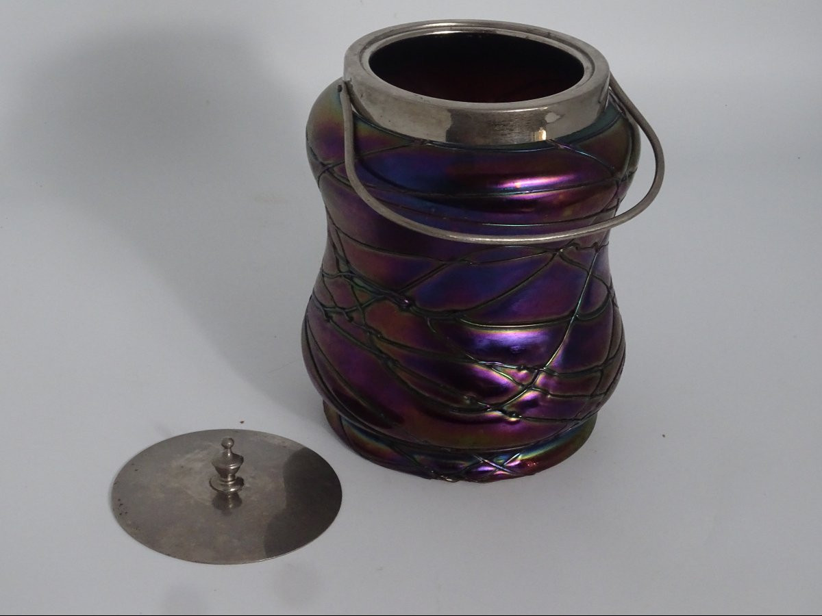 Art Nouveau Biscuit Jar, Wilhelm Kralik Or Johann Loetz, Collection Of An Amateur-photo-4